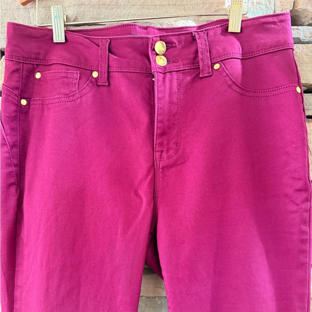 Iman Wine-Red Boot Cut Stretch Jeans, Soft Cotton Blend, get ready for fall - Picture 2 of 5